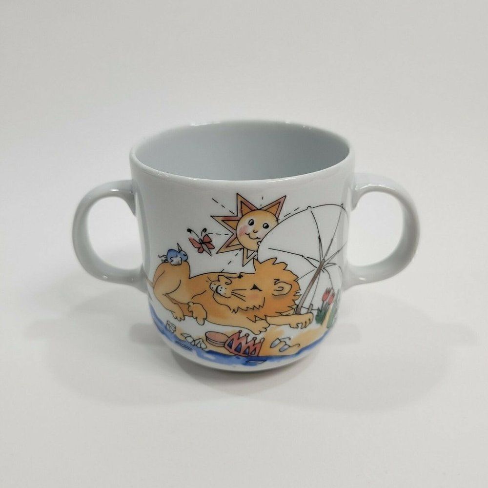 Vintage Villeroy & Boch Double Handle Child's Cup GALLO DESIGN Lion Cubs